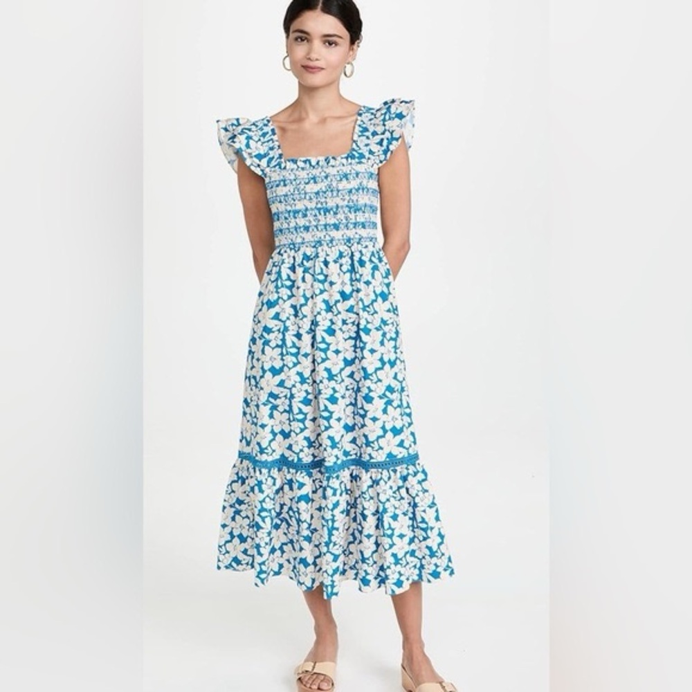 Shoshanna Helmi Floral Blue Ruffle Dress